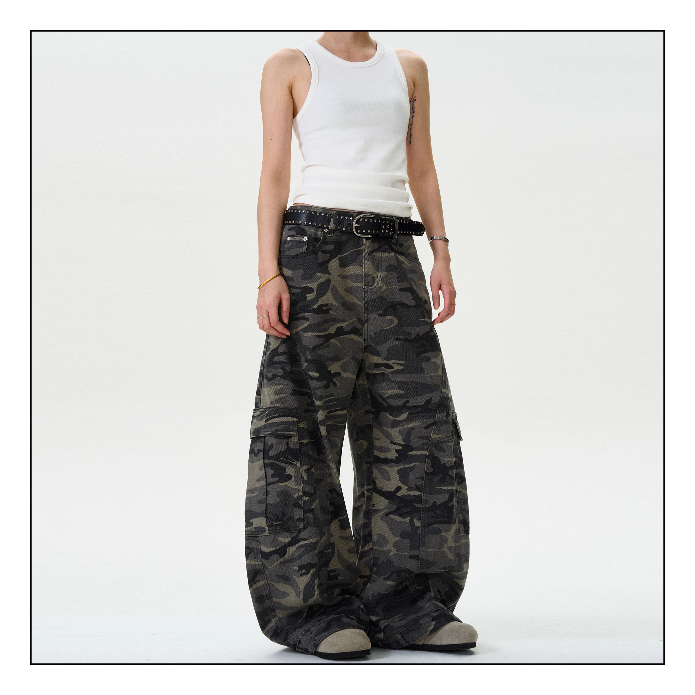Madwitch Grey Camo Baggy Jeans