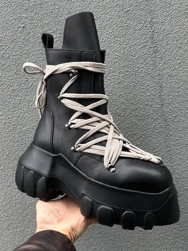 Rick Owens Megalace Tractor Boots