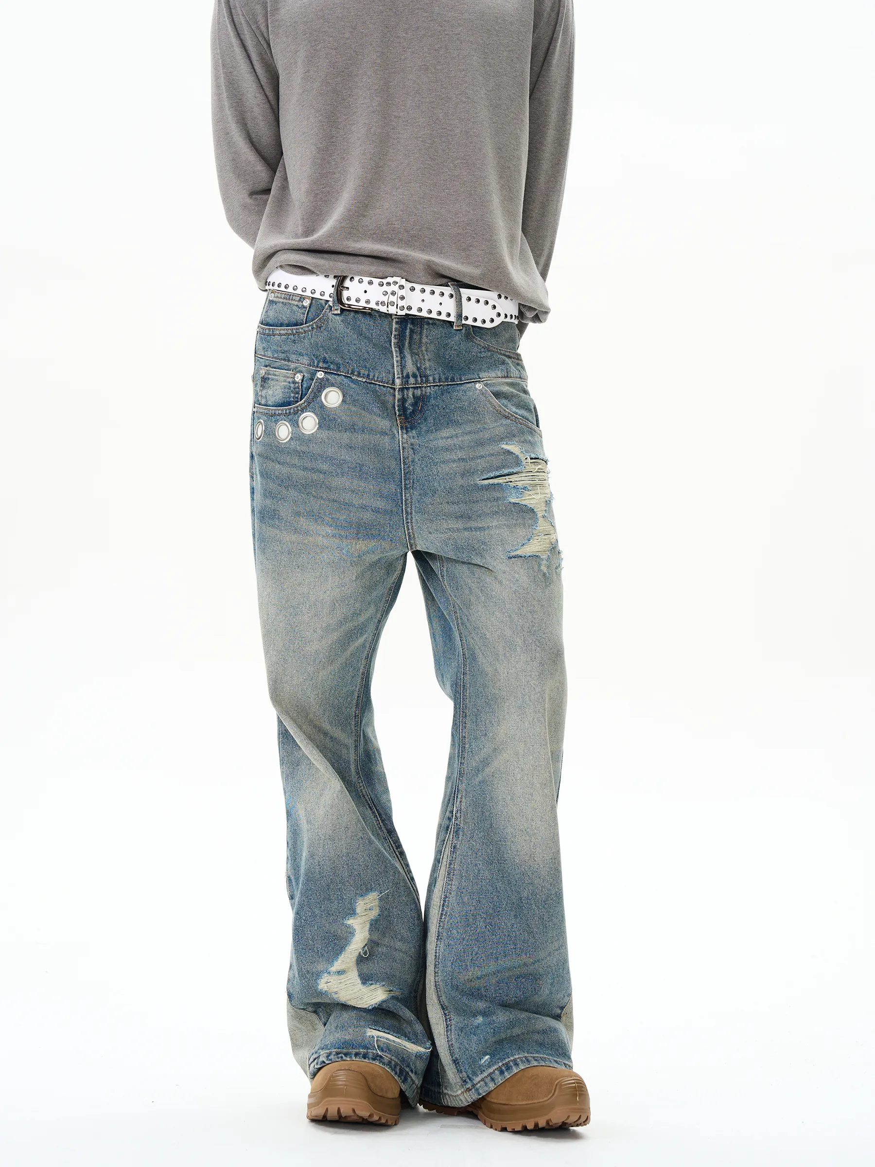 Balenciaga Flared RIpped Jeans