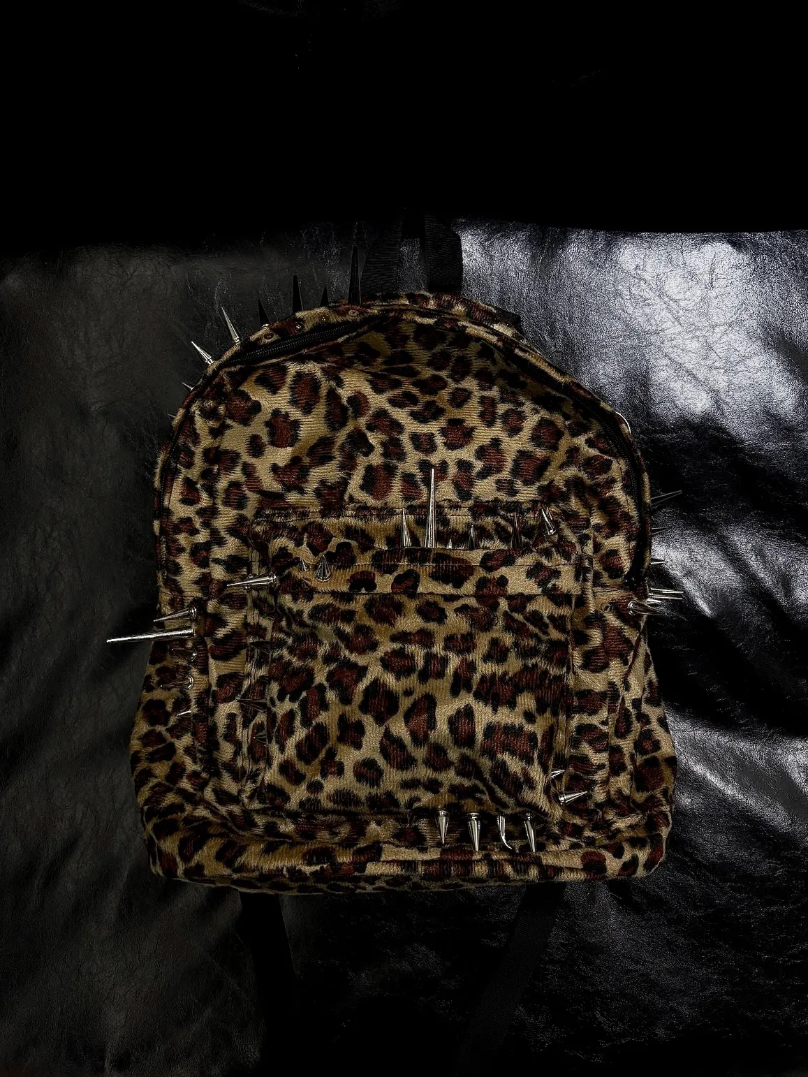 Spiky Leopard Print Backpack