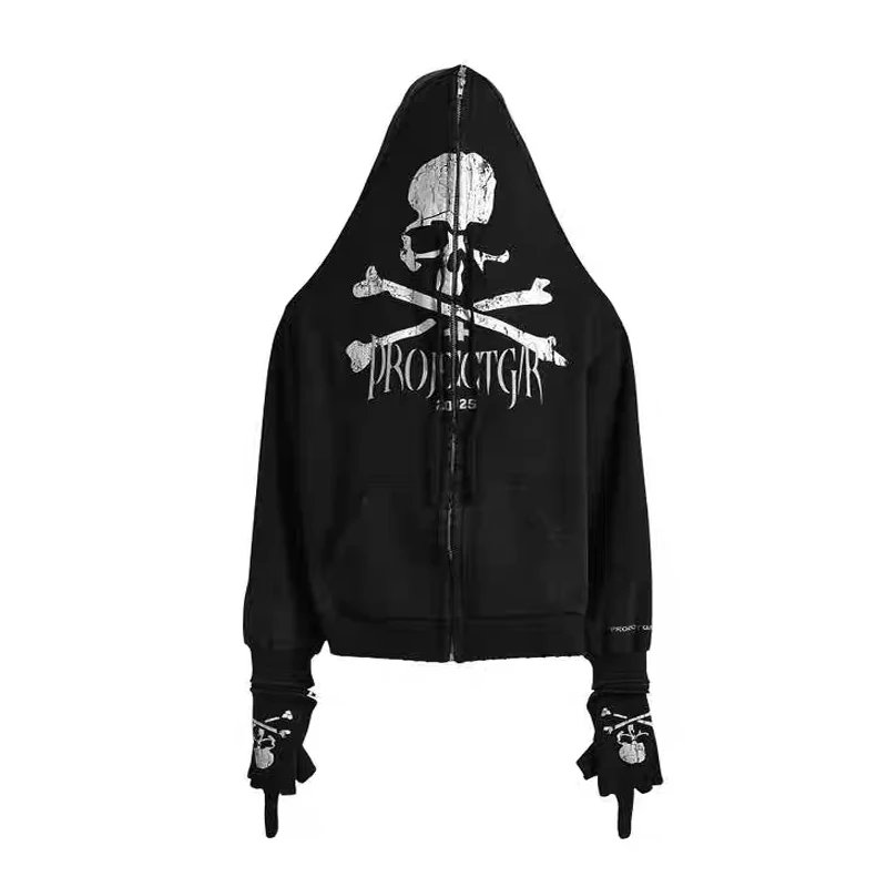 ProjectGrailz Full Zip Skull Hoodie