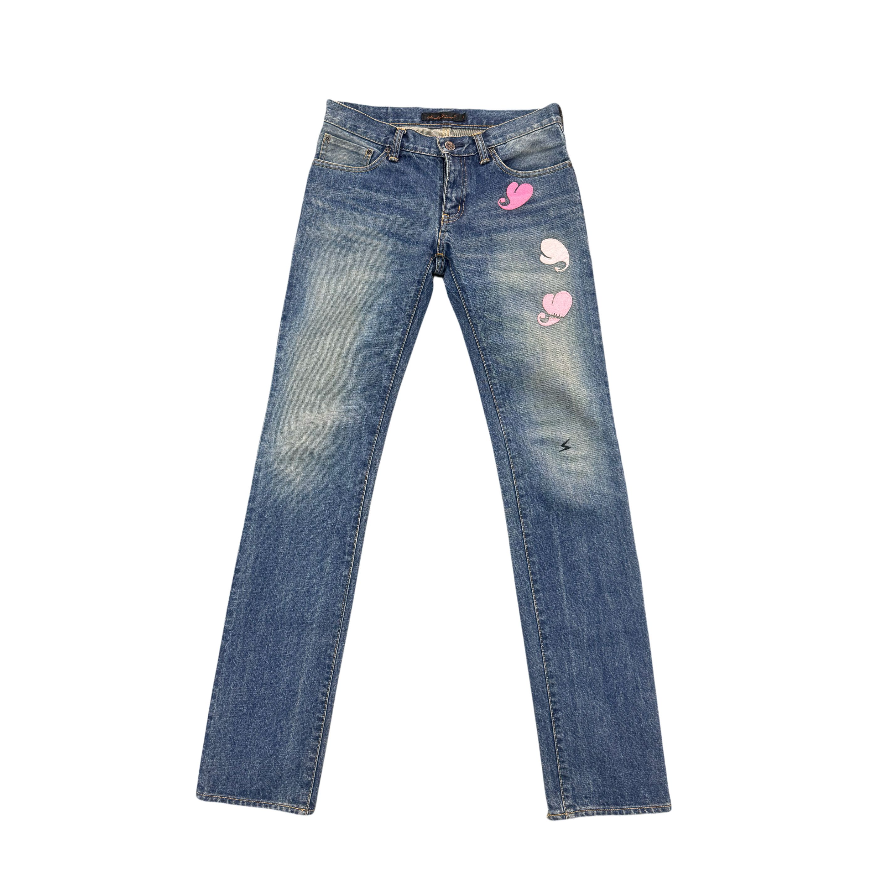 undercover heart patch jeans