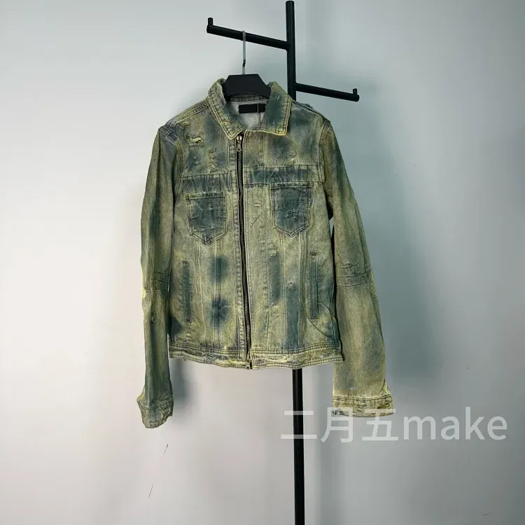 amiri oil stained denim jacket