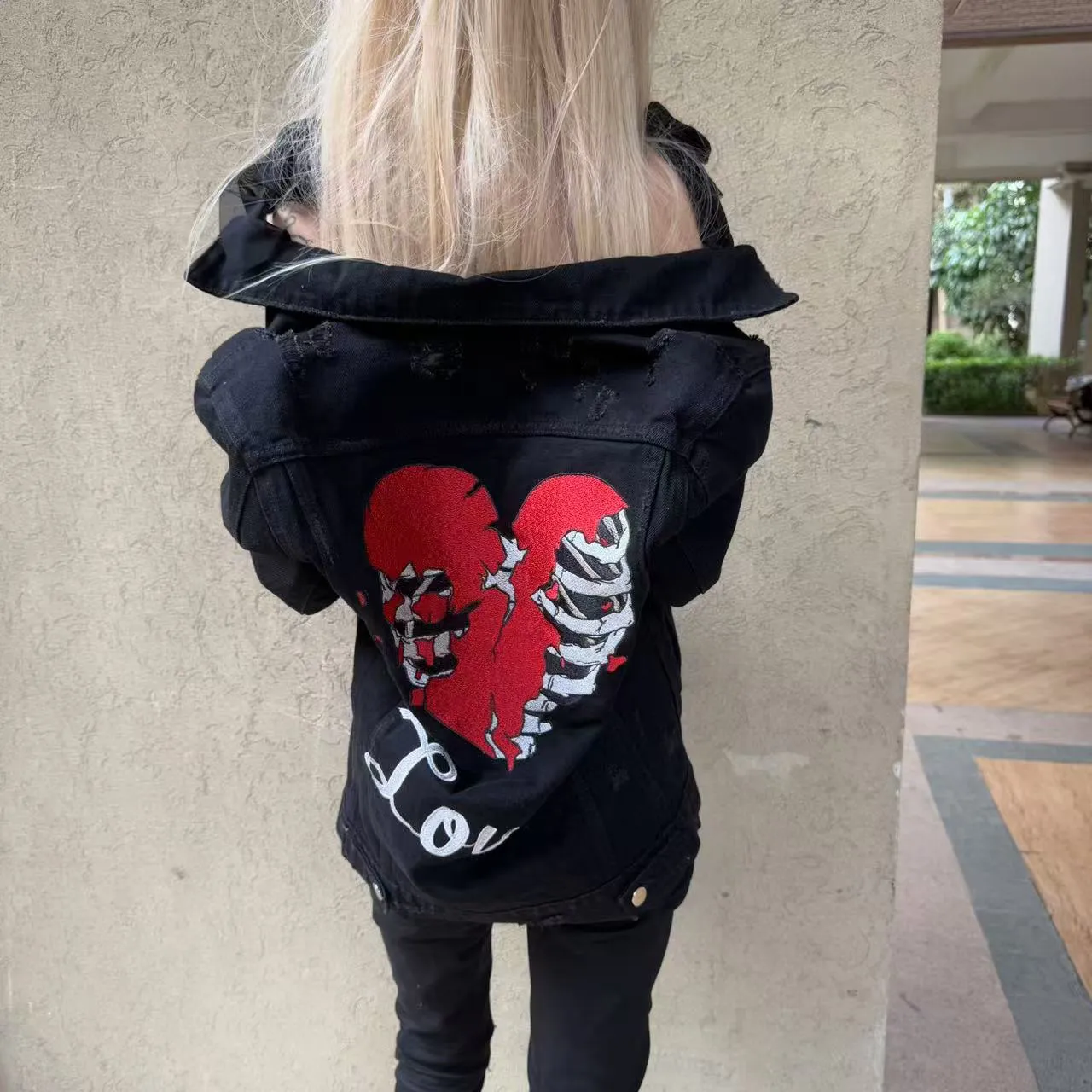 amiri black lovers denim jacket