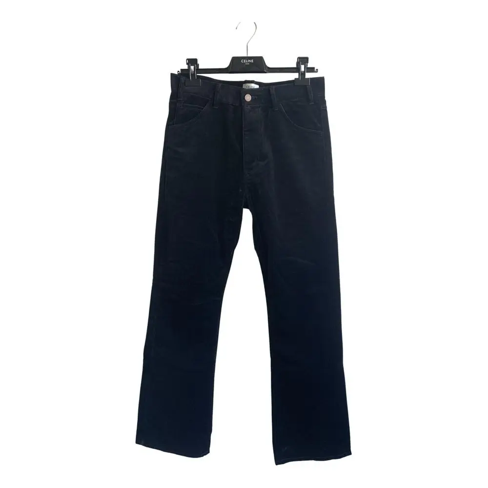 celine black velvet flared jeans